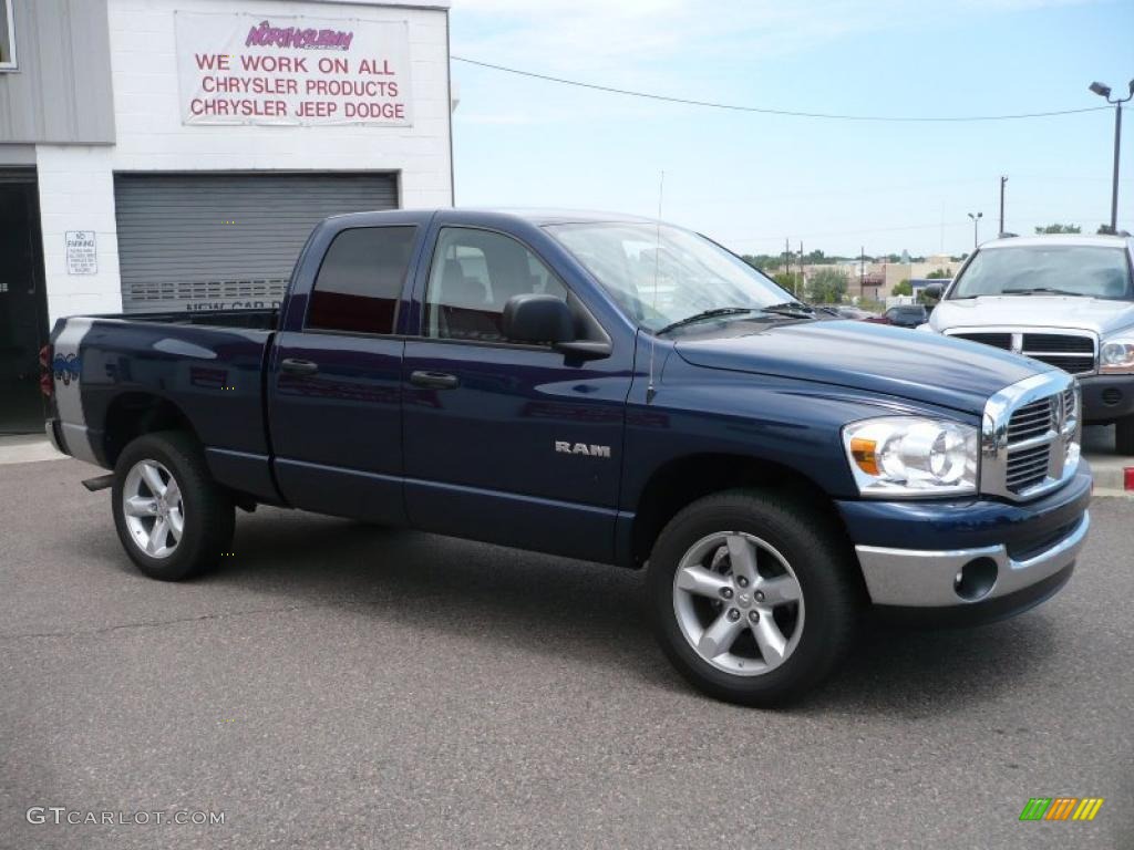 2008 Ram 1500 Big Horn Edition Quad Cab 4x4 - Patriot Blue Pearl / Medium Slate Gray photo #3