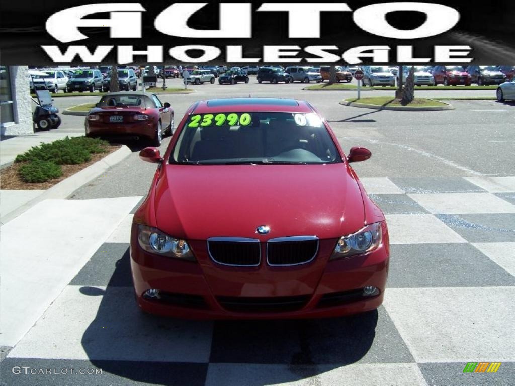 2007 3 Series 328i Sedan - Crimson Red / Beige photo #2