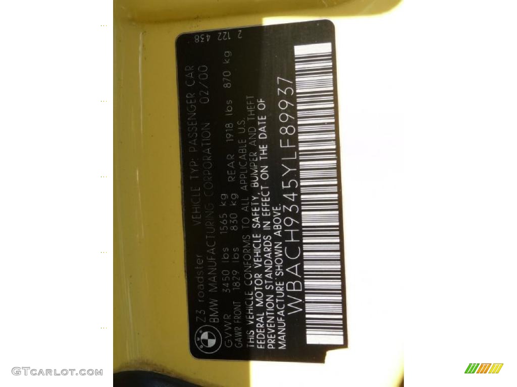 2000 Z3 2.3 Roadster - Dakar Yellow / Black photo #21