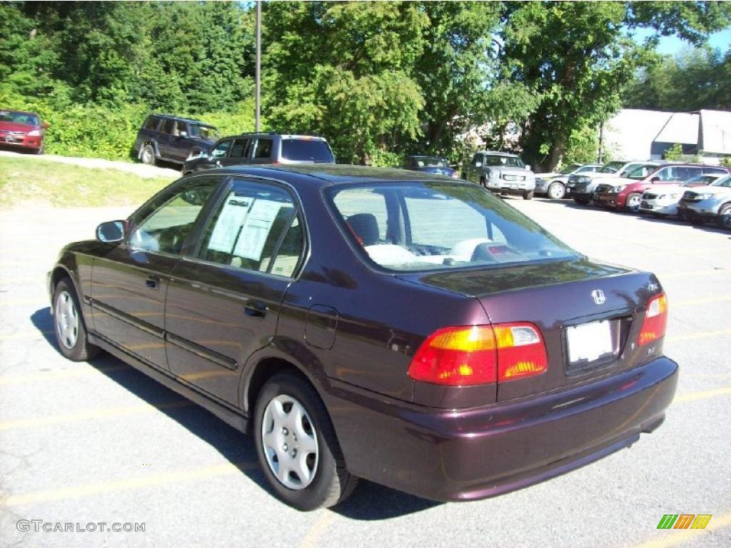 2000 Civic EX Sedan - Vintage Plum / Beige photo #2