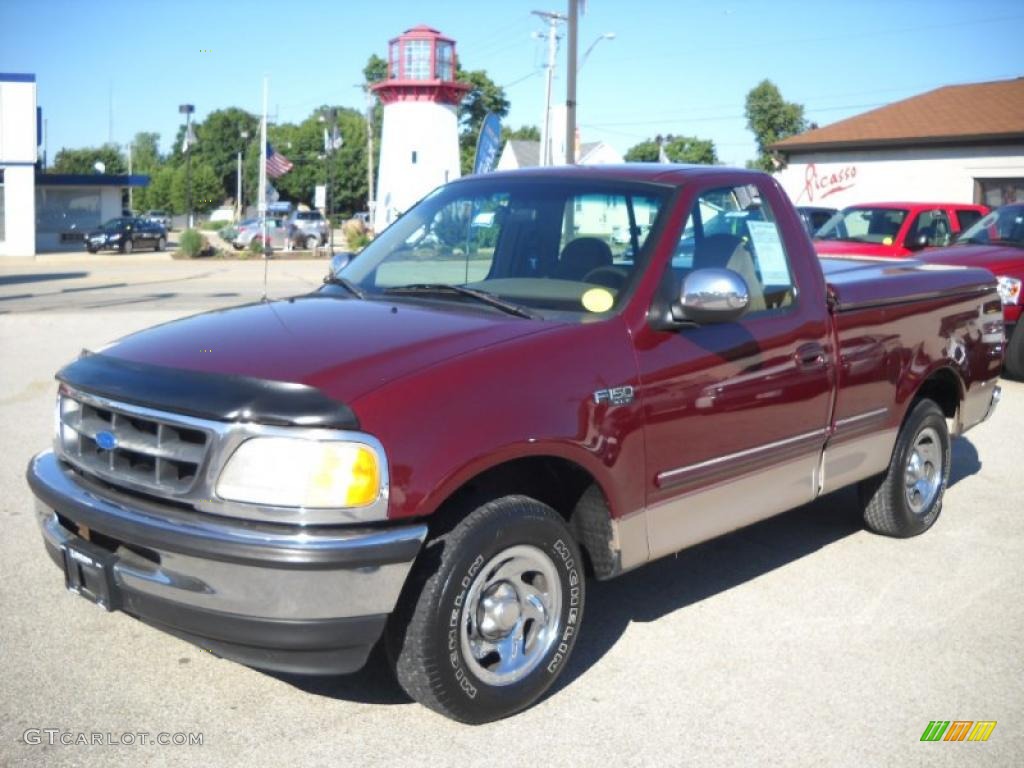 1997 F150 XLT Regular Cab - Dark Toreador Red Metallic / Medium Prairie Tan photo #3