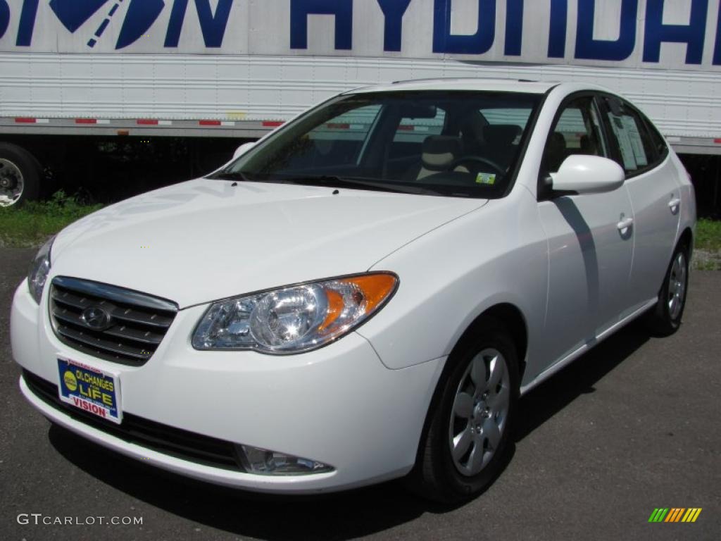 2009 Elantra GLS Sedan - Captiva White / Beige photo #1