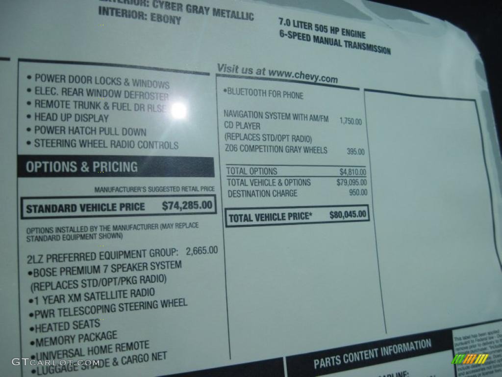 2010 Corvette Z06 - Cyber Gray Metallic / Ebony Black photo #6