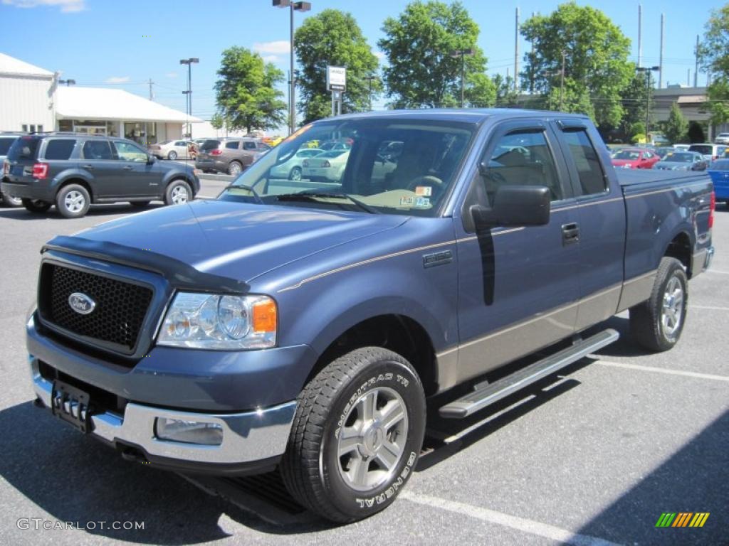 2005 F150 XLT SuperCab 4x4 - Medium Wedgewood Blue Metallic / Tan photo #3