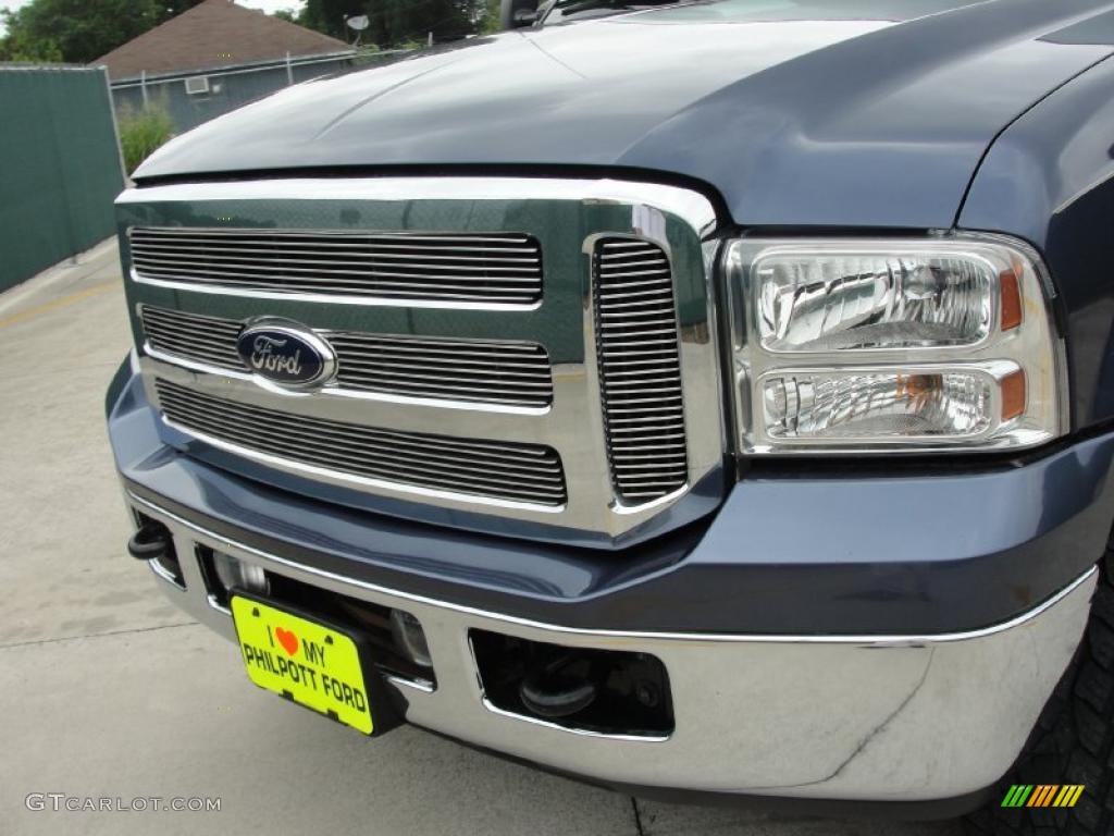 2006 F250 Super Duty Lariat Crew Cab 4x4 - Medium Wedgewood Blue Metallic / Tan photo #12