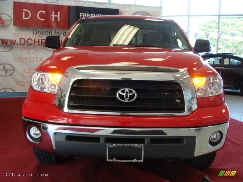 2008 Tundra SR5 Double Cab 4x4 - Radiant Red / Beige photo #4