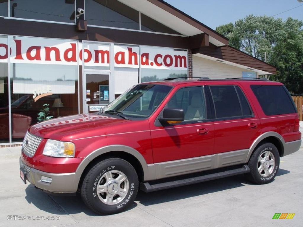 2003 Expedition Eddie Bauer 4x4 - Laser Red Tinted Metallic / Medium Parchment photo #2