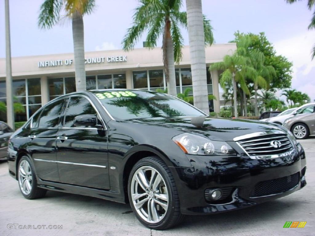 2008 M 35 S Sedan - Black Obsidian / Wheat photo #1