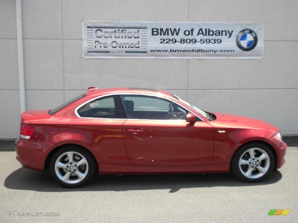 2008 1 Series 128i Coupe - Sedona Red Metallic / Black photo #21