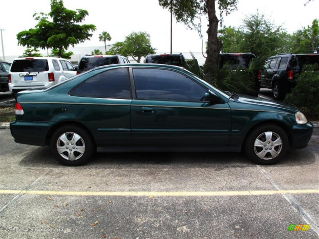 1999 Civic EX Coupe - Clover Green Pearl / Gray photo #2