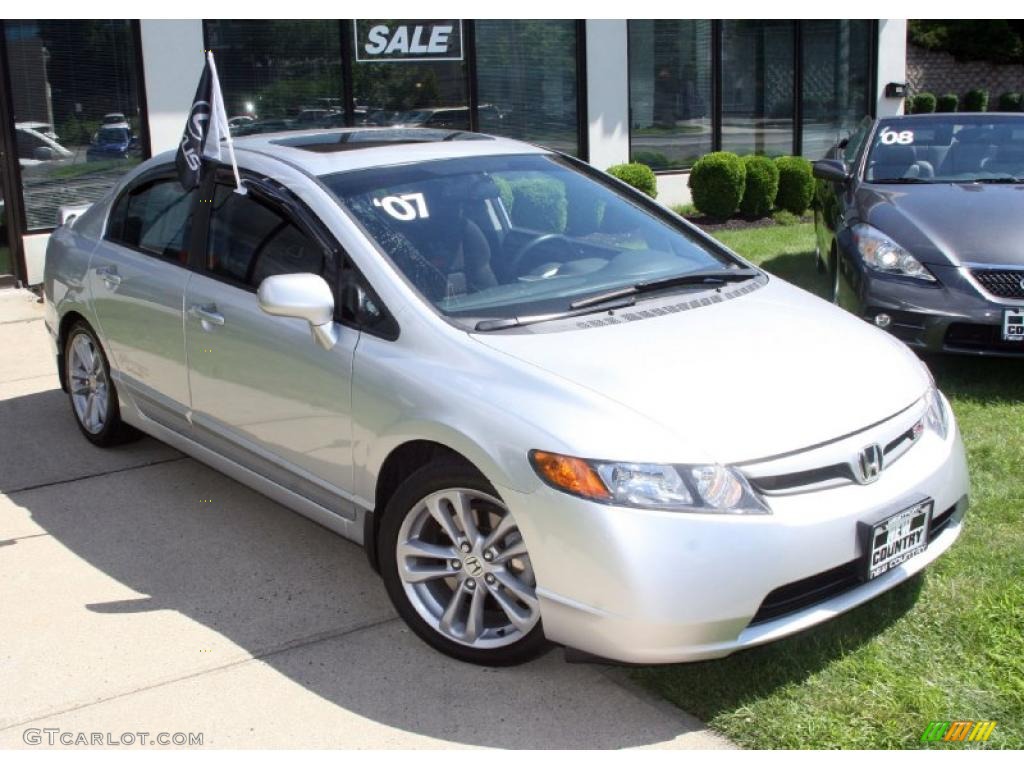 2007 Civic Si Sedan - Alabaster Silver Metallic / Black photo #3