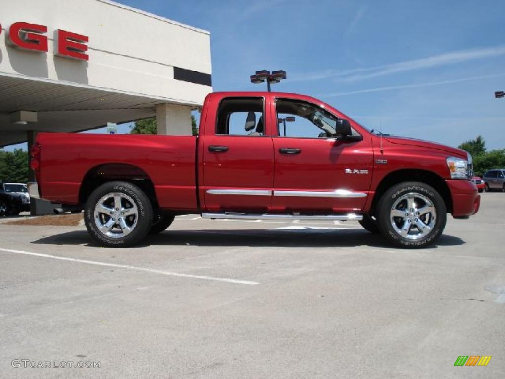 2008 Ram 1500 Laramie Quad Cab 4x4 - Inferno Red Crystal Pearl / Medium Slate Gray photo #2