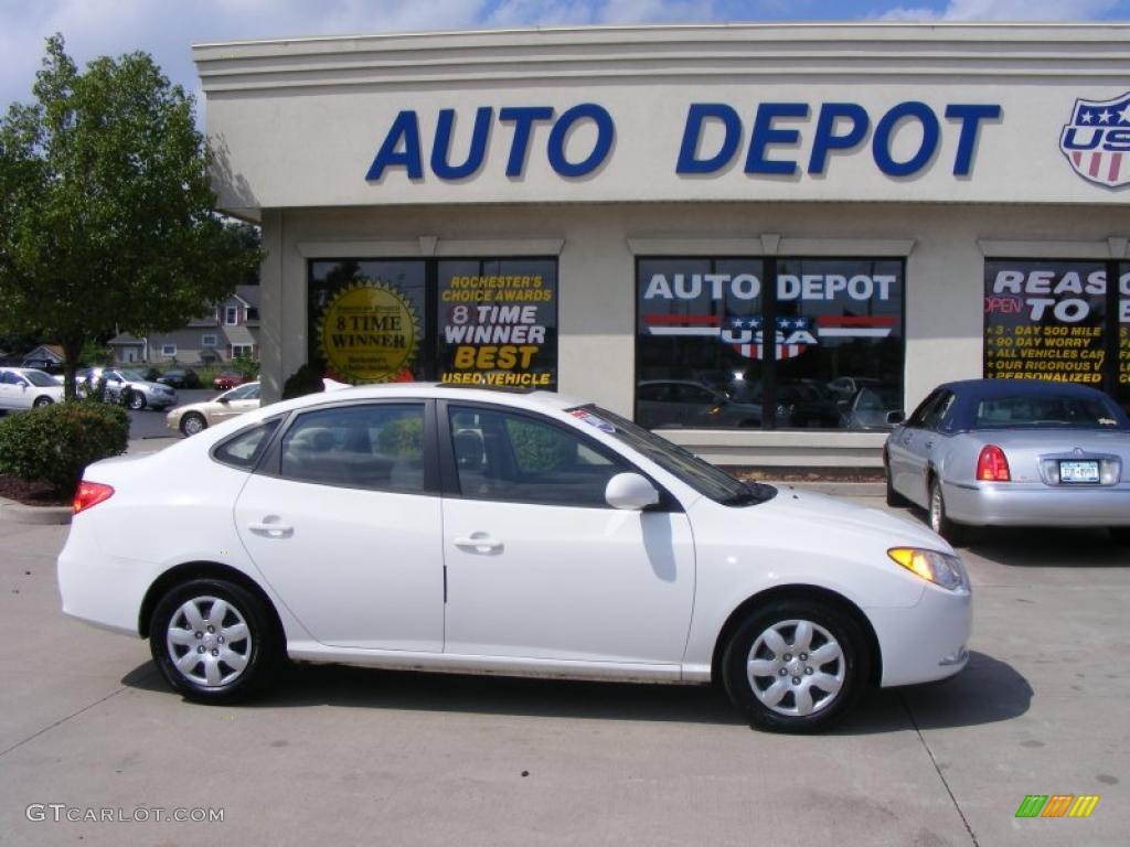 2009 Elantra SE Sedan - Captiva White / Beige photo #1
