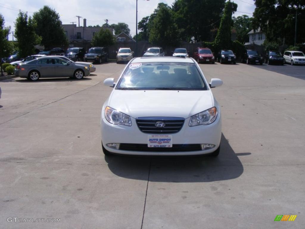2009 Elantra SE Sedan - Captiva White / Beige photo #3