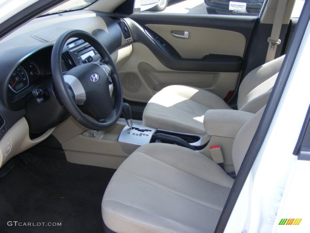2009 Elantra SE Sedan - Captiva White / Beige photo #9