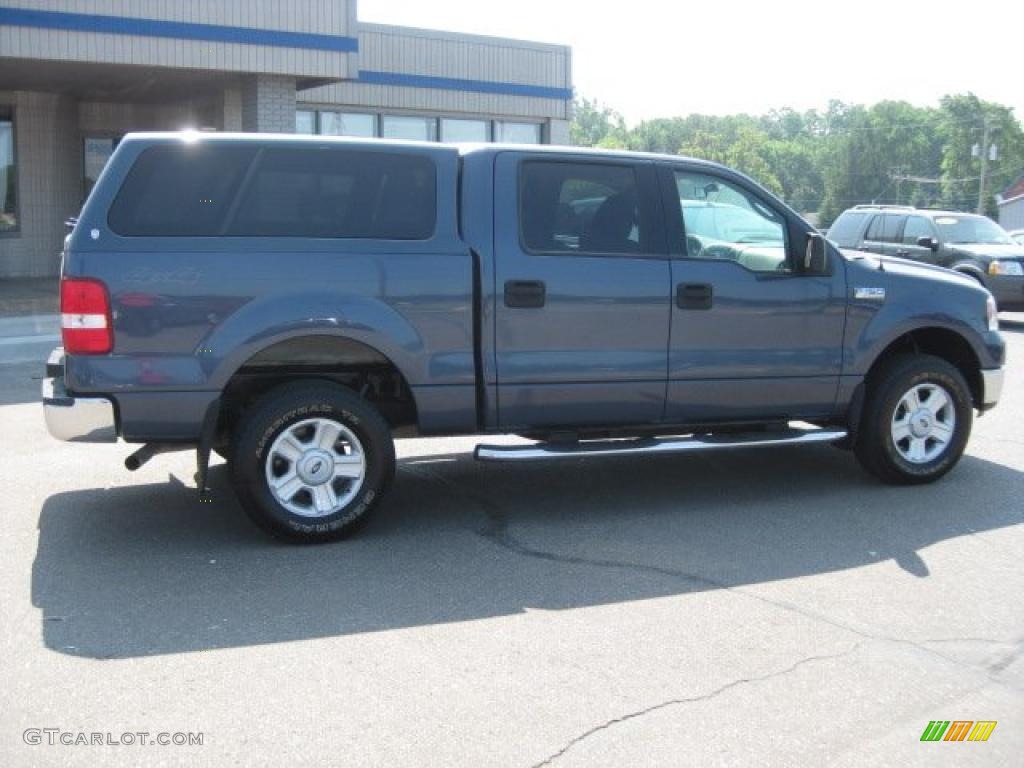 2004 F150 XLT SuperCrew 4x4 - Medium Wedgewood Blue Metallic / Black/Medium Flint photo #2