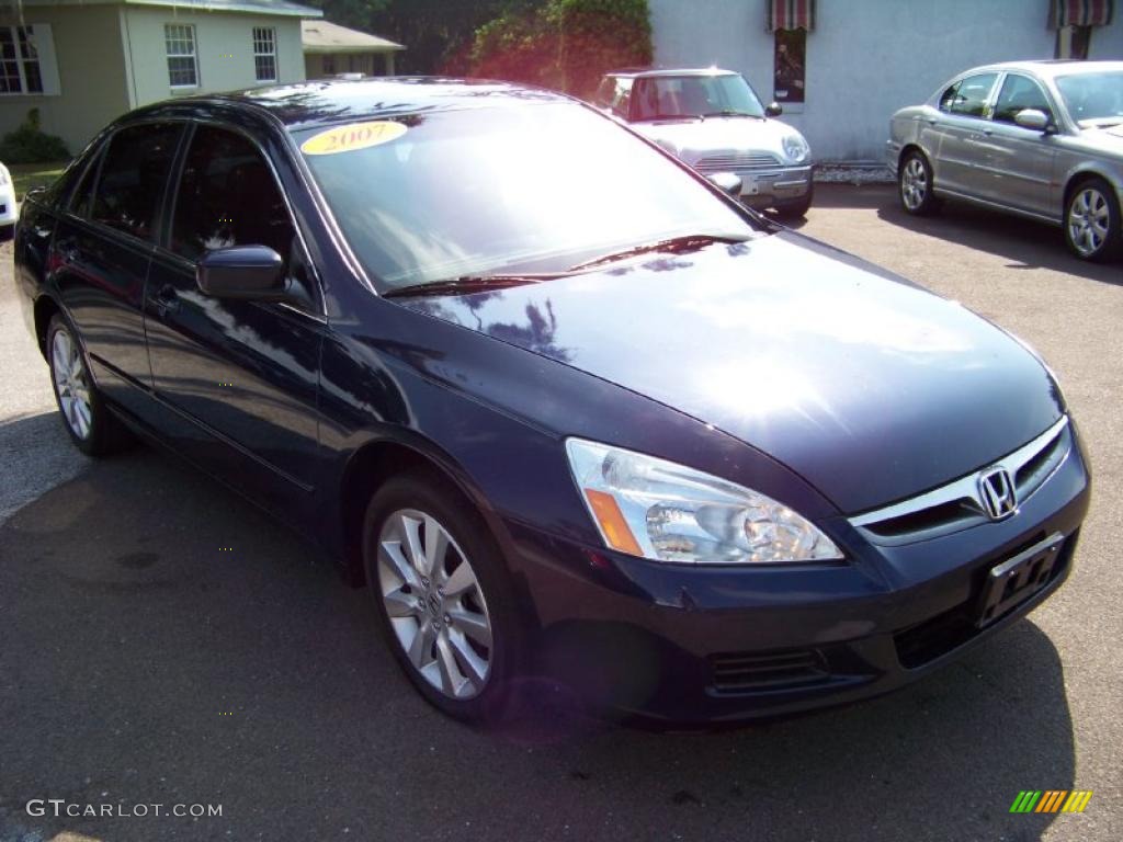 2007 Accord EX-L V6 Sedan - Royal Blue Pearl / Gray photo #3