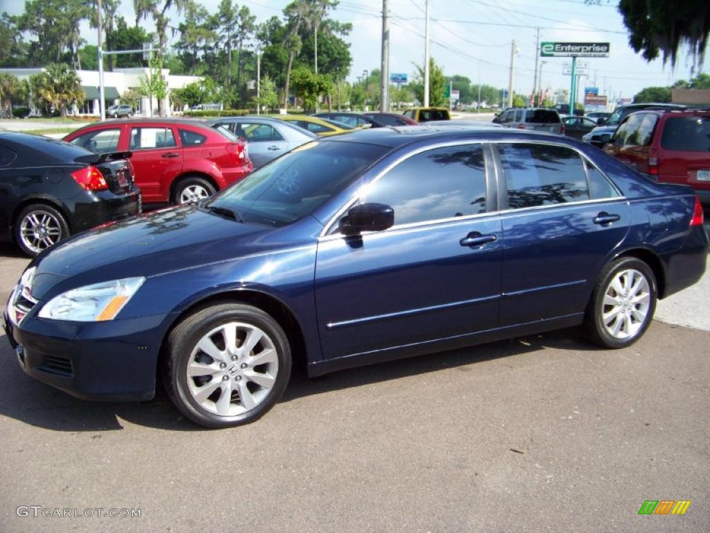2007 Accord EX-L V6 Sedan - Royal Blue Pearl / Gray photo #4