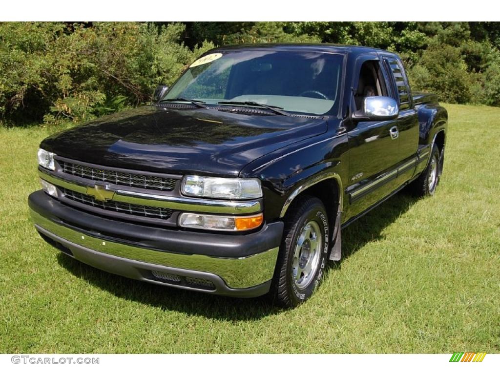 2002 Silverado 1500 LS Extended Cab - Onyx Black / Medium Gray photo #12