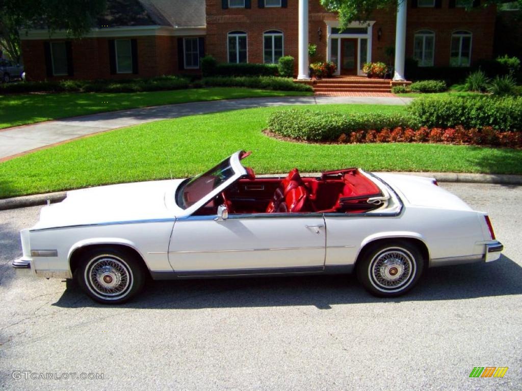 1985 Eldorado Biarritz Convertible - White / Carmine Red photo #3