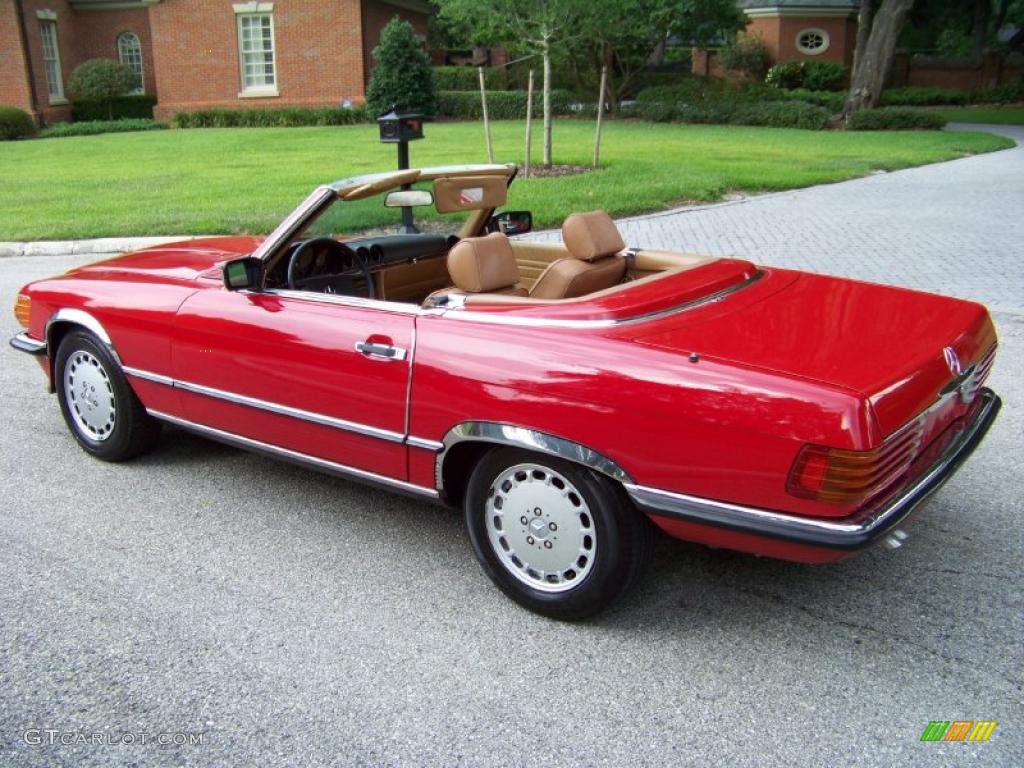 1985 SL Class 380 SL Roadster - Signal Red / Parchment photo #10