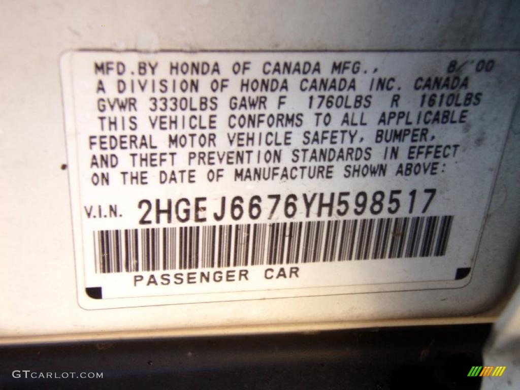 2000 Civic LX Sedan - Taffeta White / Gray photo #28