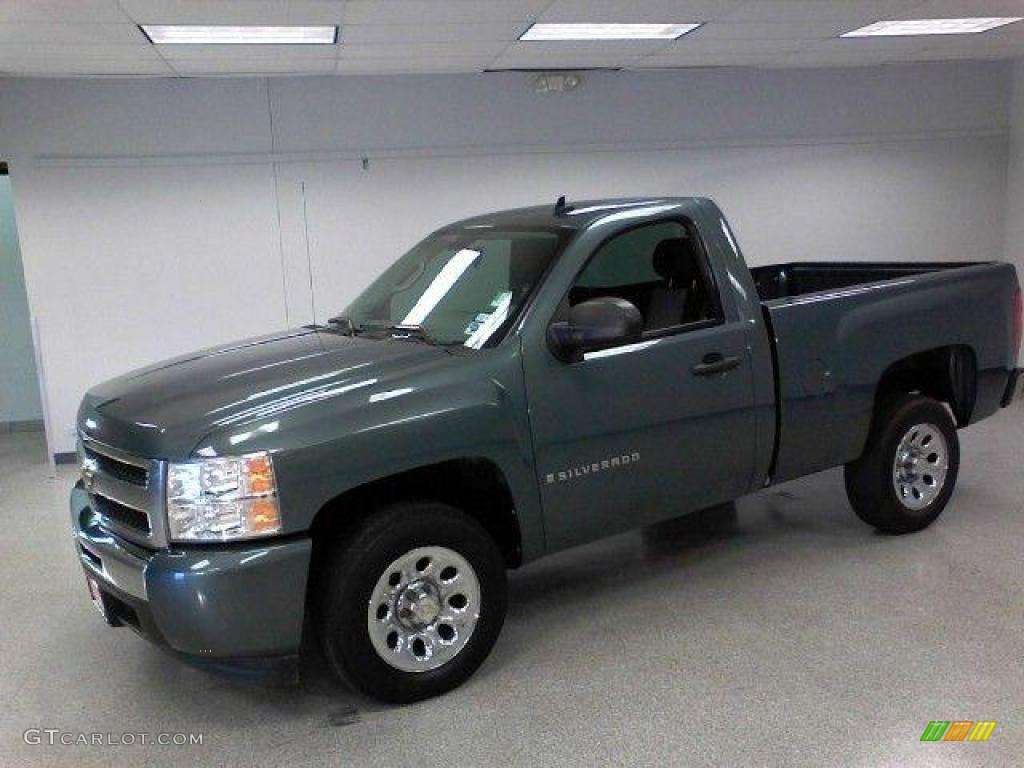 2009 Silverado 1500 LS Regular Cab - Blue Granite Metallic / Dark Titanium photo #4