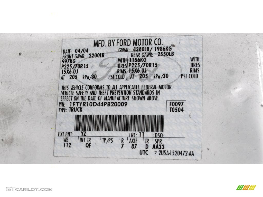 2004 Ranger XL Regular Cab - Oxford White / Flint Gray photo #19