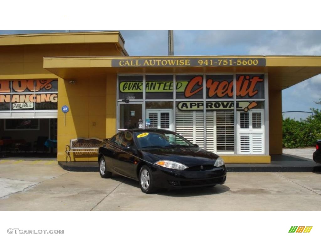 2002 Cougar V6 Coupe - Black / Dark Graphite photo #1