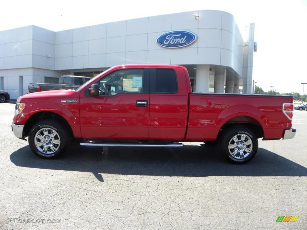 2010 F150 XLT SuperCab - Vermillion Red / Medium Stone photo #5