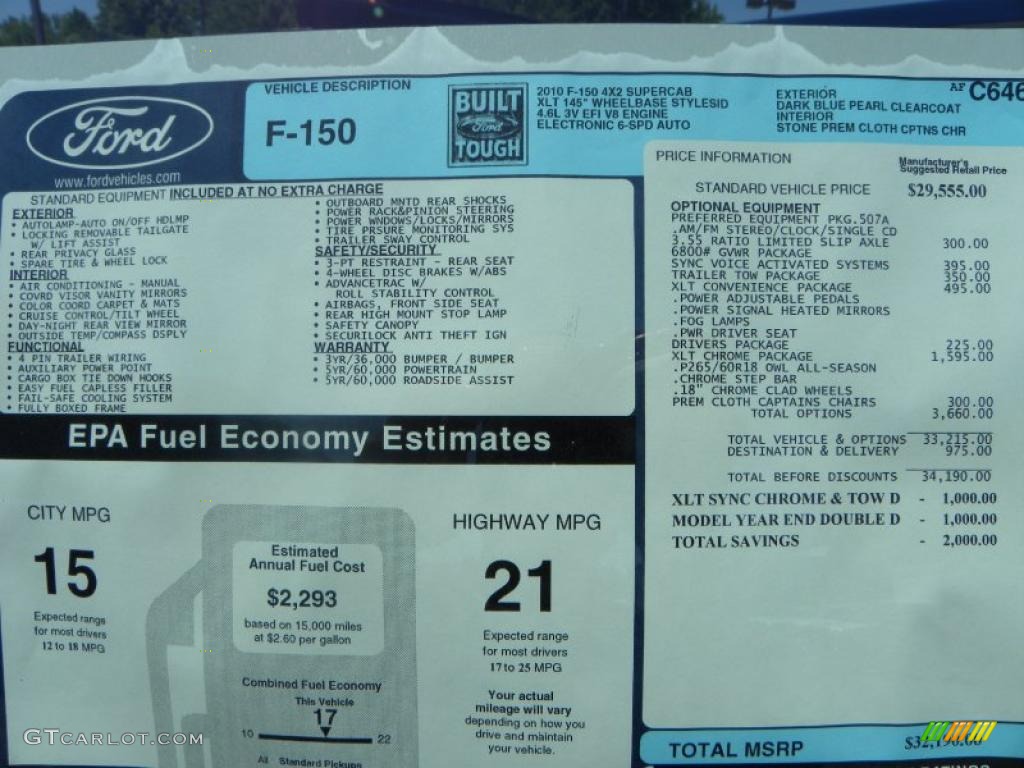 2010 F150 XLT SuperCab - Dark Blue Pearl Metallic / Medium Stone photo #7