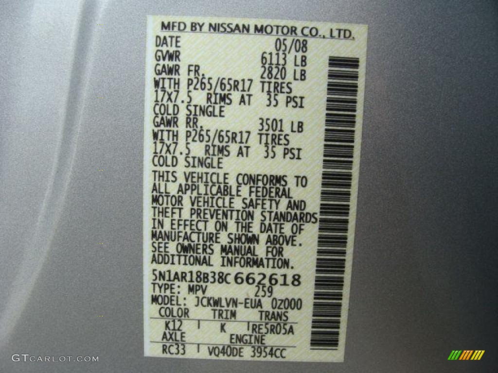 2008 Pathfinder LE 4x4 - Silver Lightning / Graphite photo #34