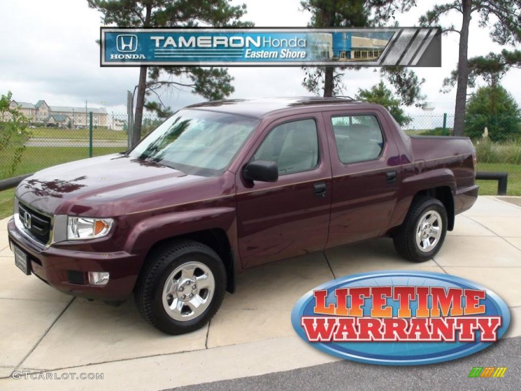 2009 Ridgeline RT - Dark Cherry Pearl / Beige photo #1