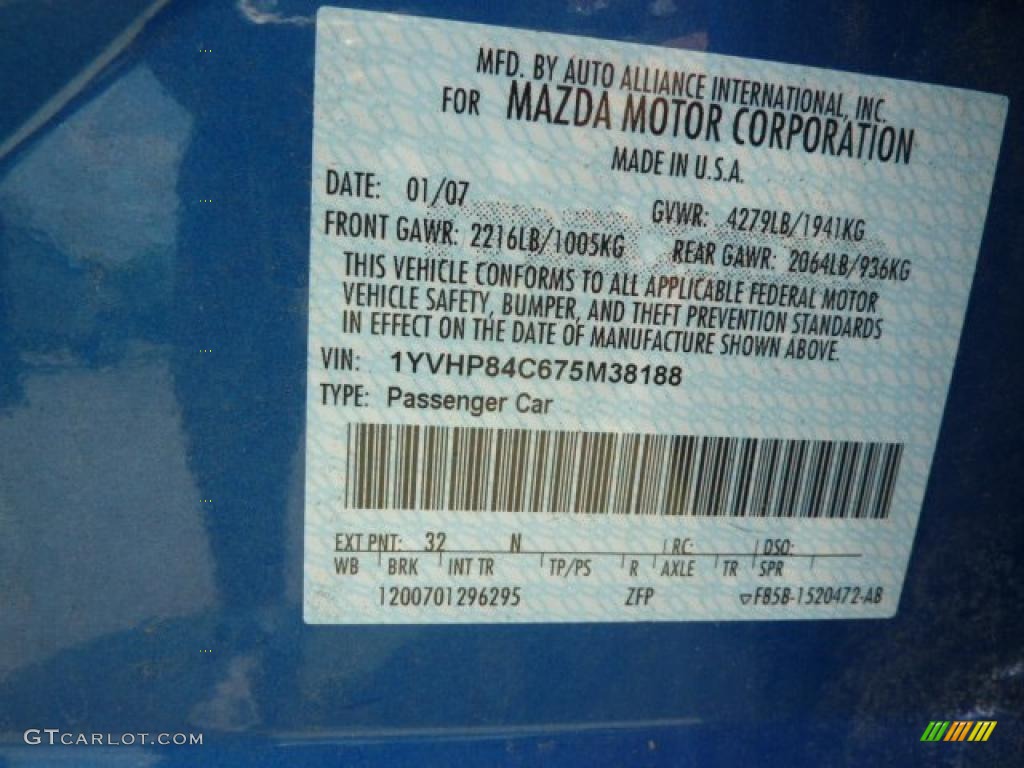 2007 MAZDA6 i Touring Hatchback - Bright Island Blue Metallic / Black photo #24