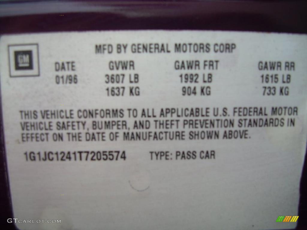 1996 Cavalier Coupe - Dark Purple / Dark Gray photo #10