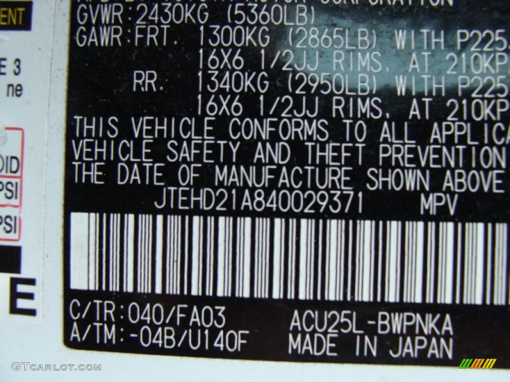 2004 Highlander 4WD - Super White / Ivory photo #32
