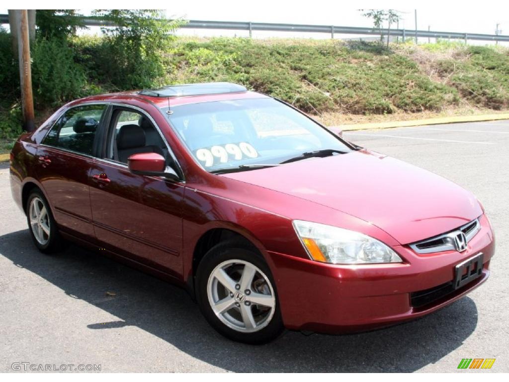 2003 Accord EX-L Sedan - Redondo Red Pearl / Gray photo #3