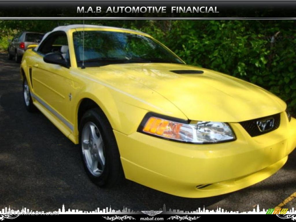 2002 Mustang V6 Convertible - Zinc Yellow / Oxford White photo #25