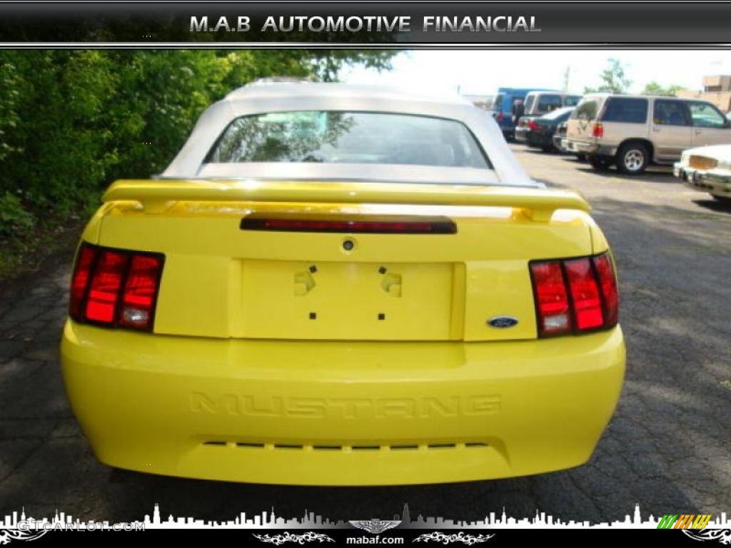 2002 Mustang V6 Convertible - Zinc Yellow / Oxford White photo #27