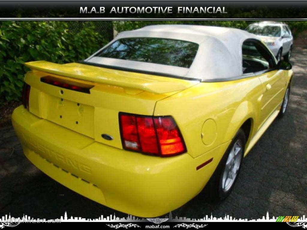2002 Mustang V6 Convertible - Zinc Yellow / Oxford White photo #29