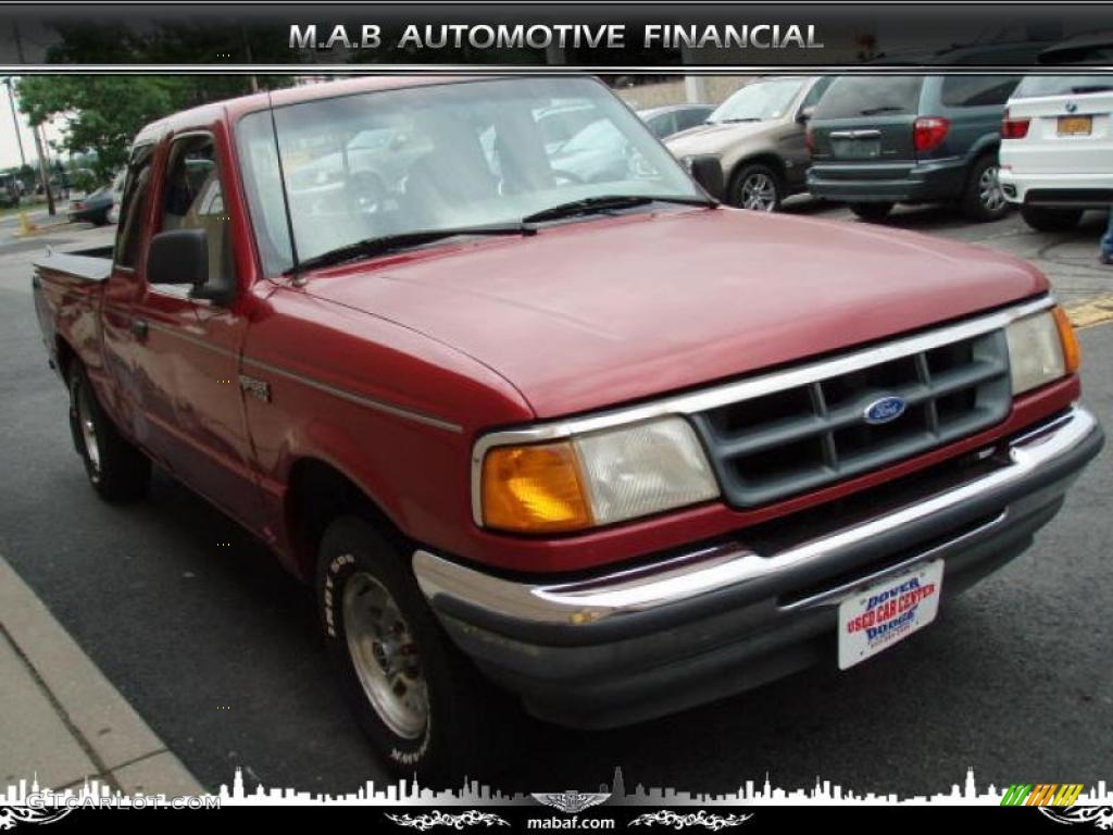 1993 Ranger XLT Extended Cab - Electric Red Metallic / Grey photo #2