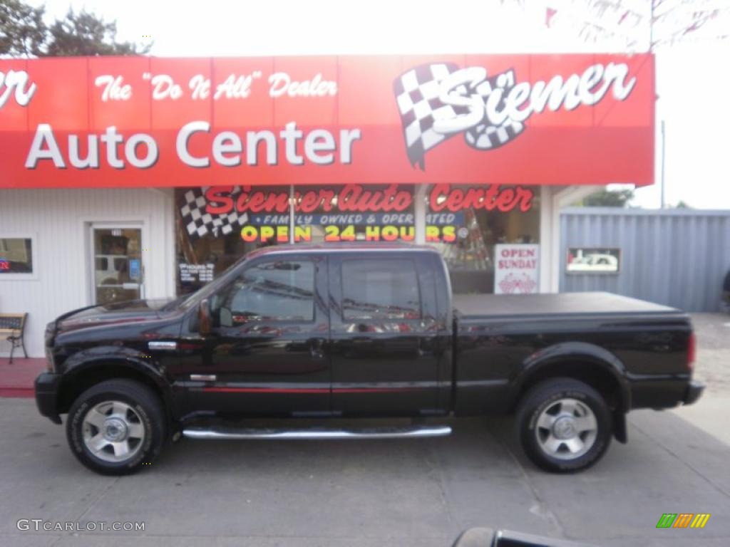 2007 F250 Super Duty Lariat Outlaw Crew Cab 4x4 - Black / Black/Red Leather photo #1