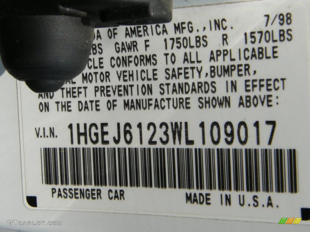 1998 Civic DX Coupe - Taffeta White / Gray photo #28