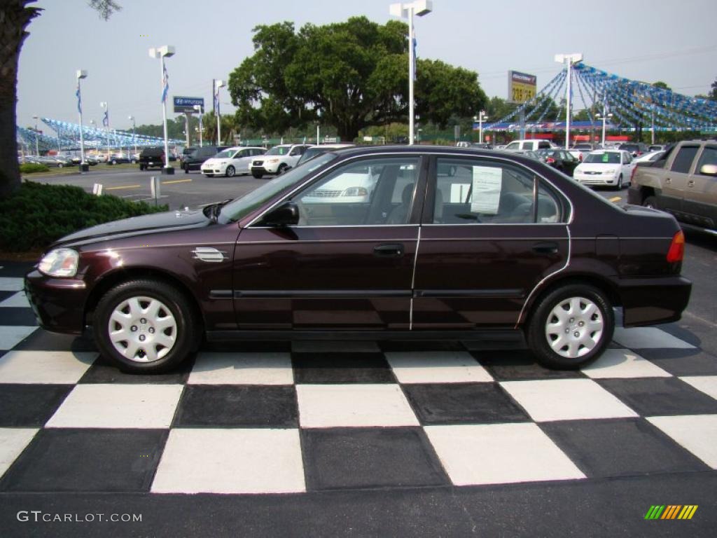 2000 Civic LX Sedan - Vintage Plum / Beige photo #2