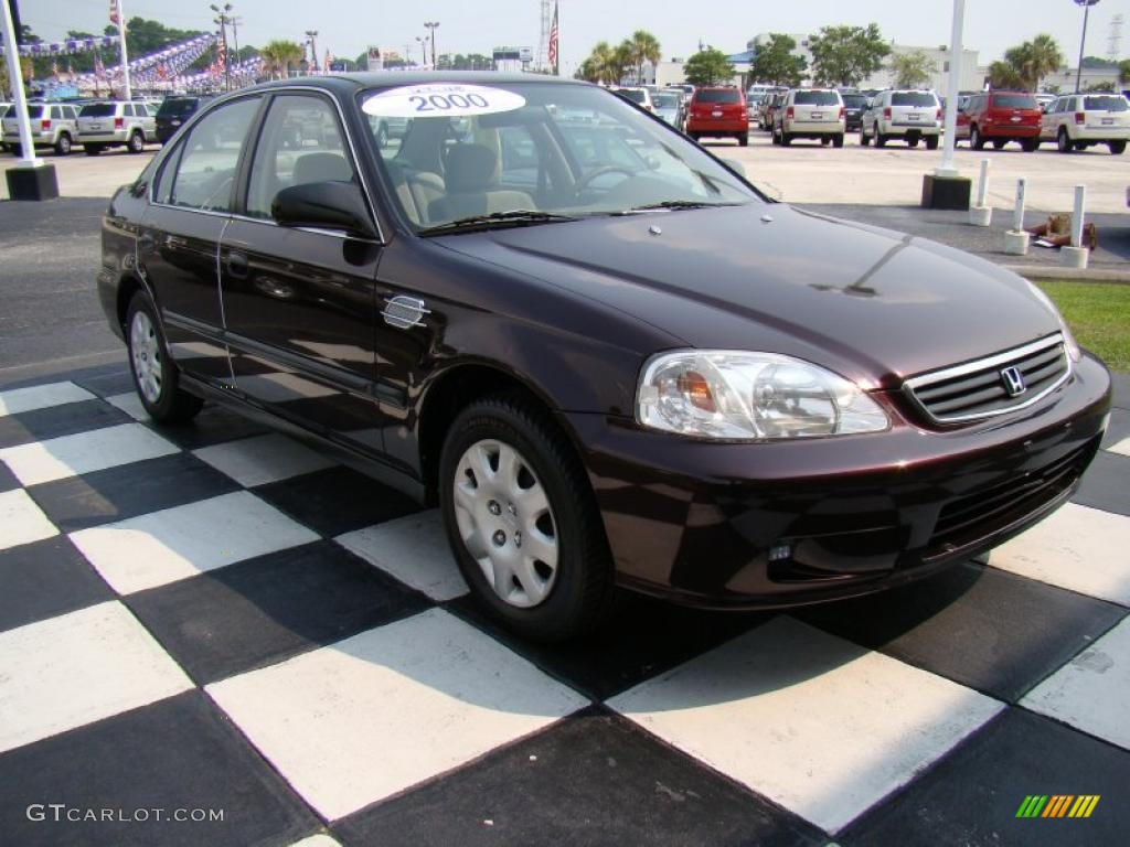 2000 Civic LX Sedan - Vintage Plum / Beige photo #5