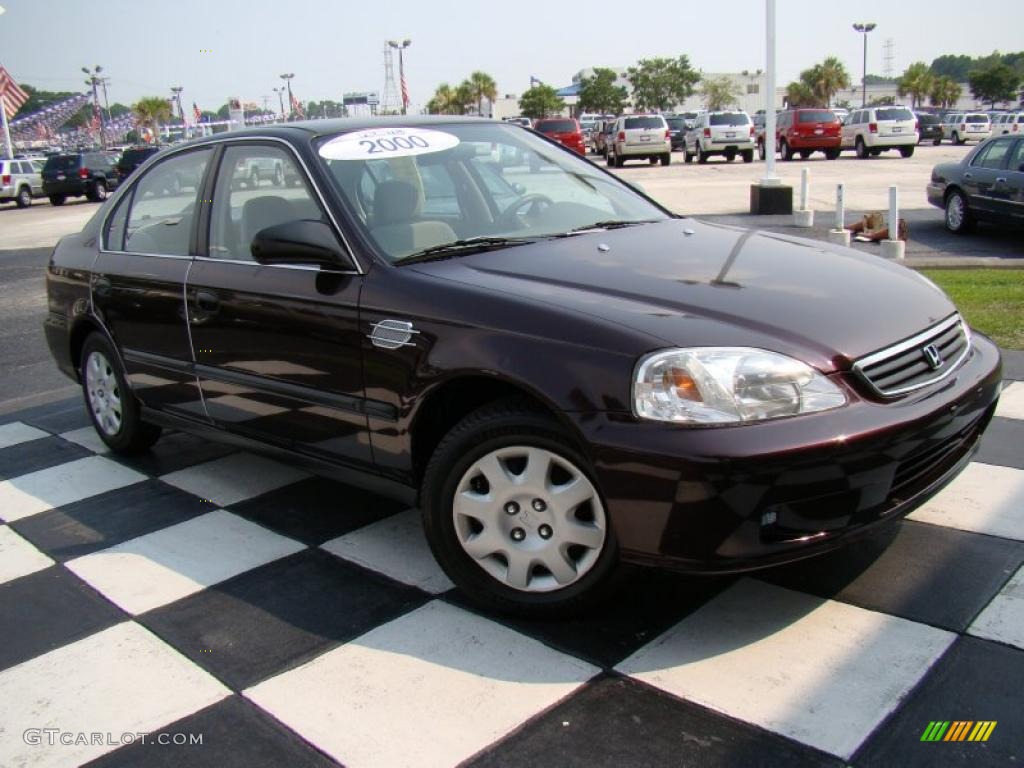 2000 Civic LX Sedan - Vintage Plum / Beige photo #19