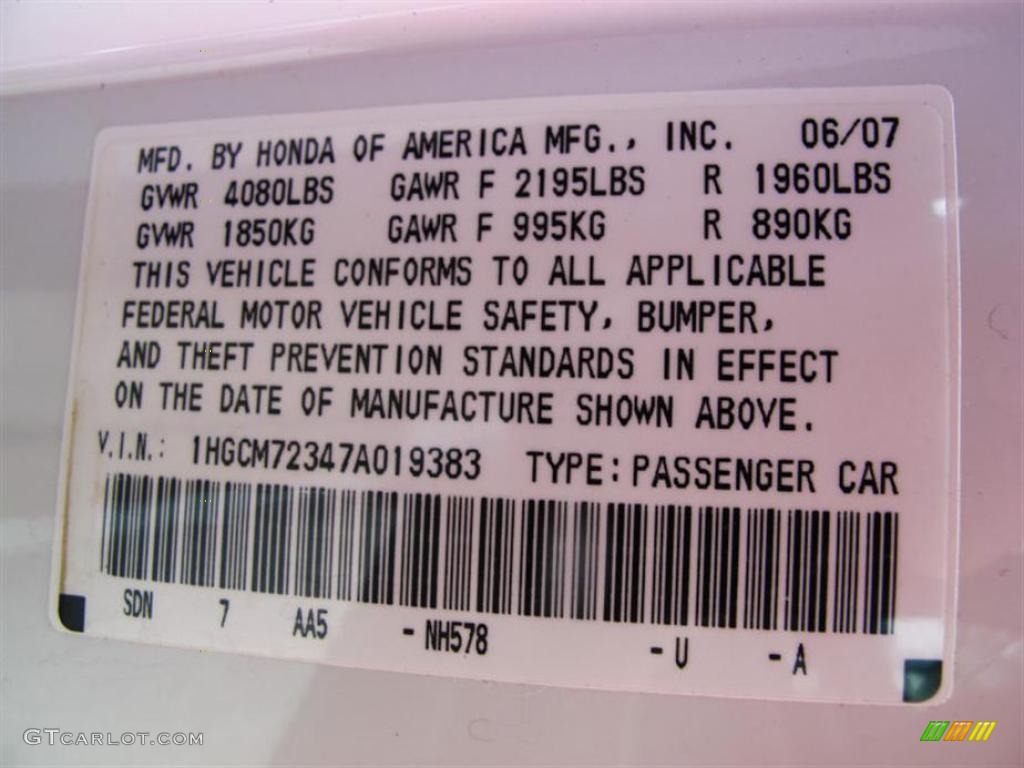 2007 Accord LX Coupe - Taffeta White / Ivory photo #20