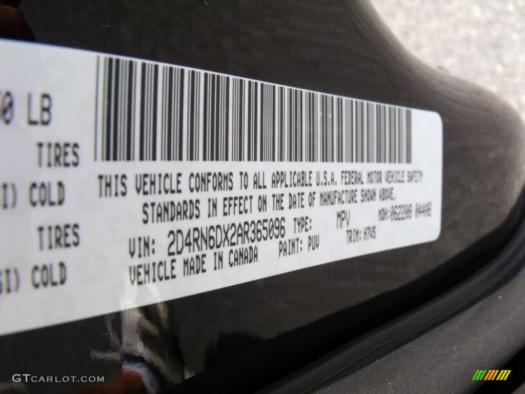 2010 Grand Caravan Color Code PUV for Dark Cordovan Pearlcoat Photo #32730649