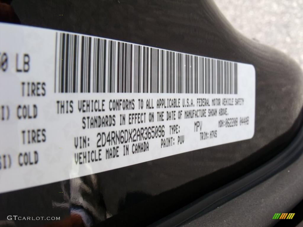 2010 Dodge Grand Caravan SXT Crew Color Code Photos