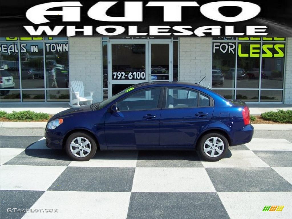 2009 Accent GLS 4 Door - Dark Sapphire Blue / Gray photo #1